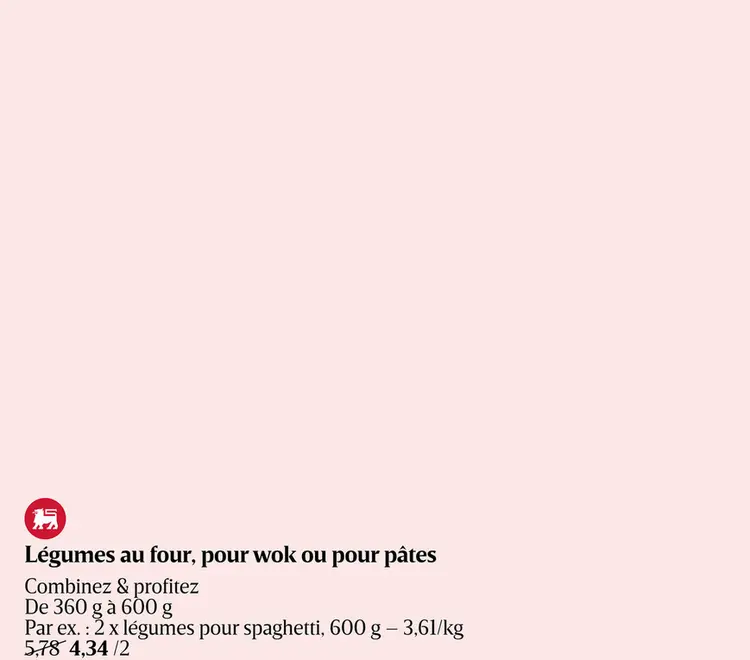 Offre: Legumes au four, pour wok ou pour pâtes