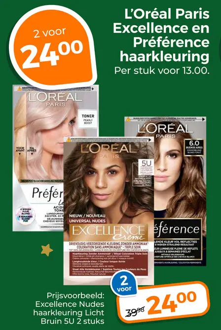 Aanbieding: L'Oréal Paris Excellence en Préférence haarkl