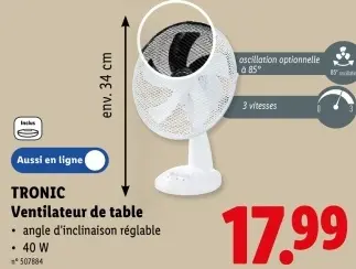 Offre: Ventilateur de table