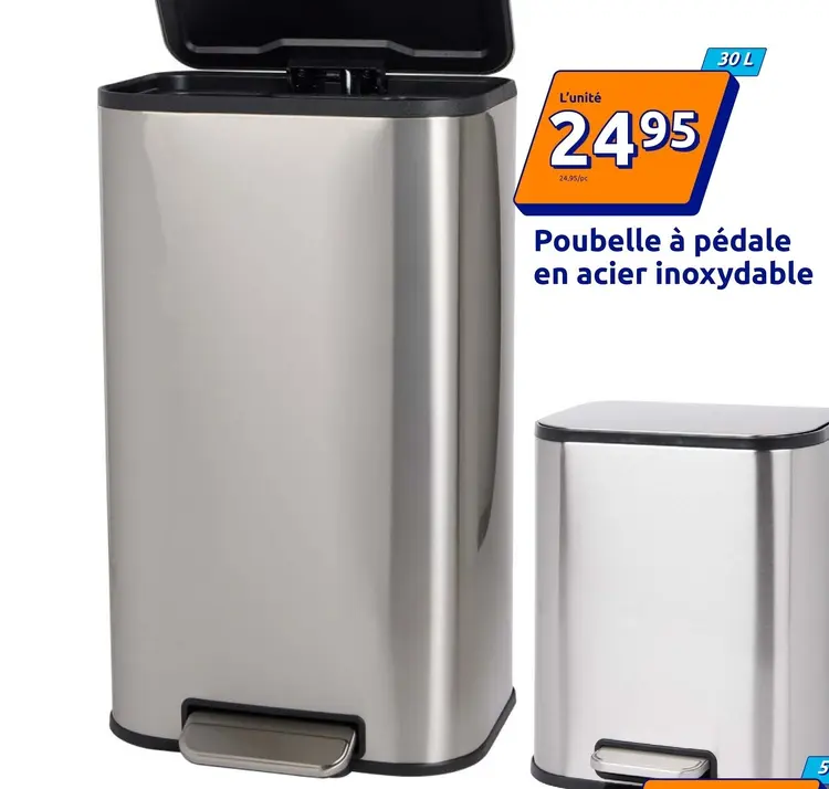Offre: Poubelles à pédale en acier inoxydable 
