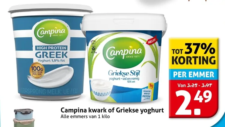 Aanbieding: Campina kwark of Griekse yoghurt
