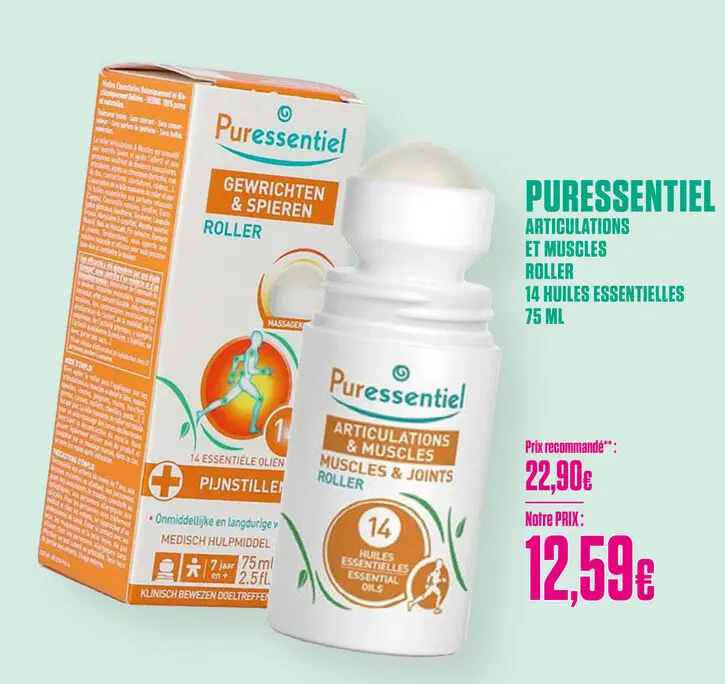 Offre: Puressentiel Articulations et Muscles Roller 14 Huiles Essentielles 75ml - Puressentiel