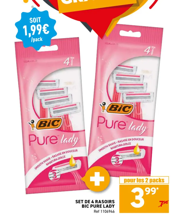 Offre: Rasoirs BIC pure lady