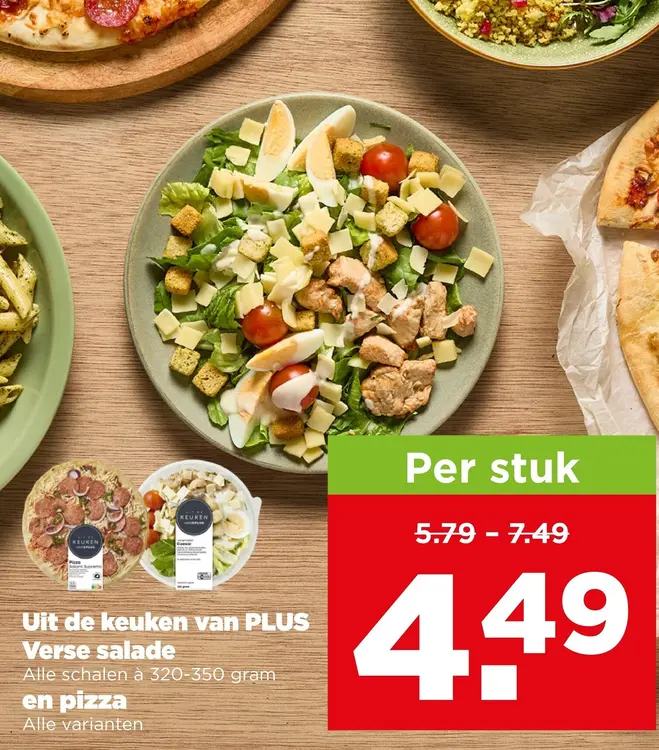 Aanbieding: Verse salade en pizza