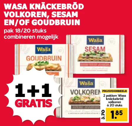 Aanbieding: Knäckebröd Volkoren, sesam en/of goudbruin