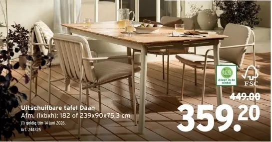 Promotie: Uitschuifbare tafel Daan