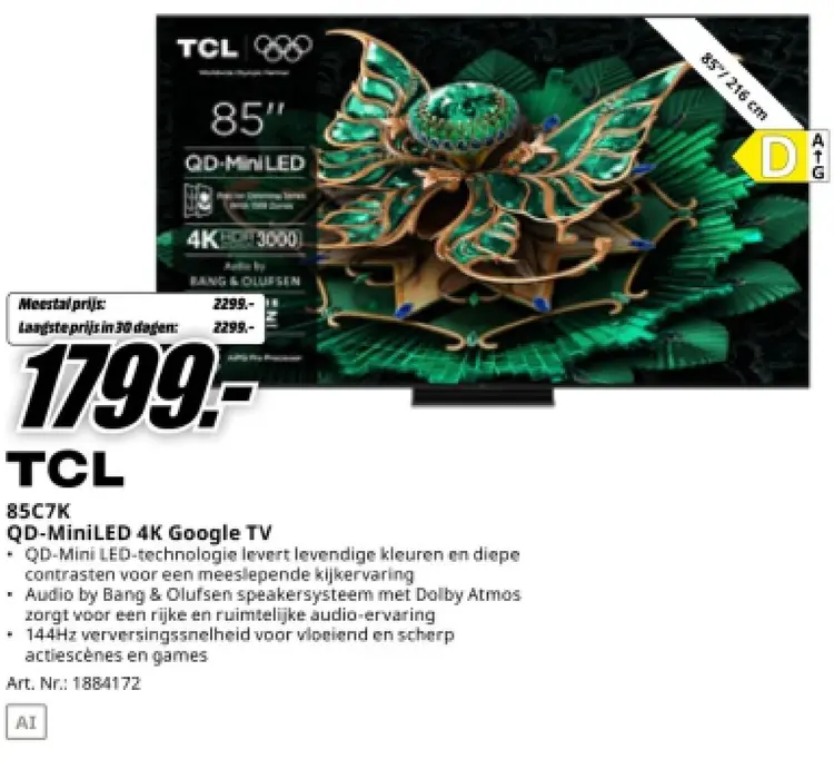 Aanbieding: 85C7K QD-MiniLED 4K Google TV