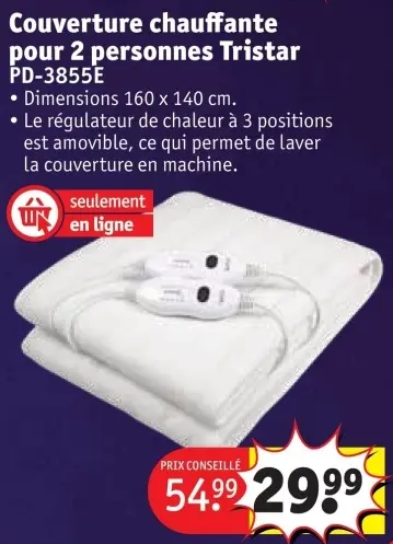 Offre: Couverture chauffante pour 2 personnes