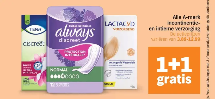 Aanbieding: Alle A-merk incontinentie- en intieme verzorg
