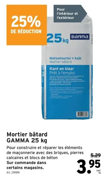 Offre: Mortier bâtard