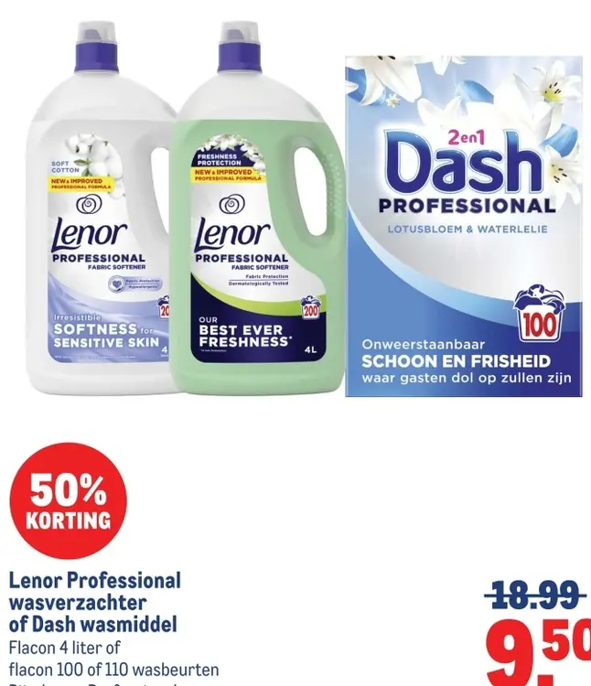 Aanbieding: Lenor Professional wasverzachter of Dash wasm