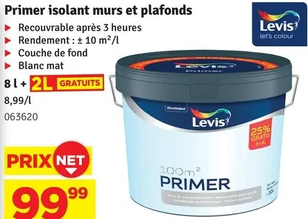 Offre: Primer isolant murs et plafonds 8 l + 2l gratuits