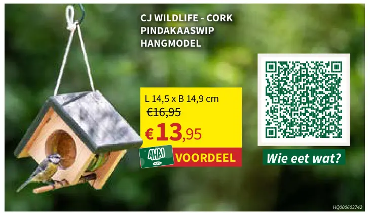 Promotie: CJ Wildlife Cork pindakaaswip hangmodel
