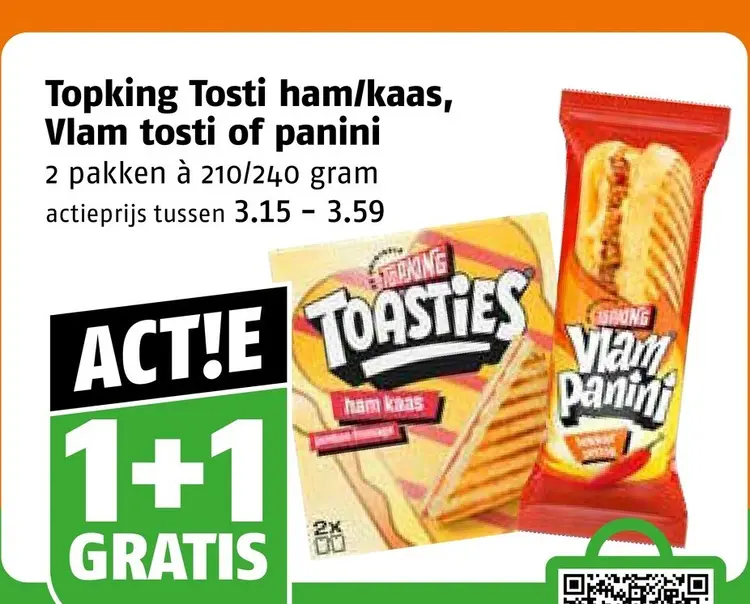 Aanbieding: Tosti ham/kaas, Vlam tosti of panini