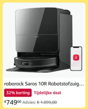 Promotie: roborock Saros 10R Robotstofzuig...