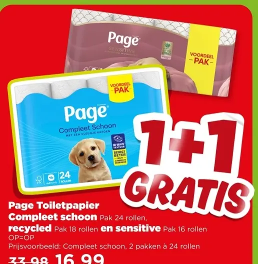 Page Toiletpapier compleet schoon, recycled en sensitive