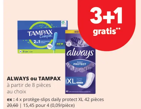 Offre: Protège-slips daily protect XL