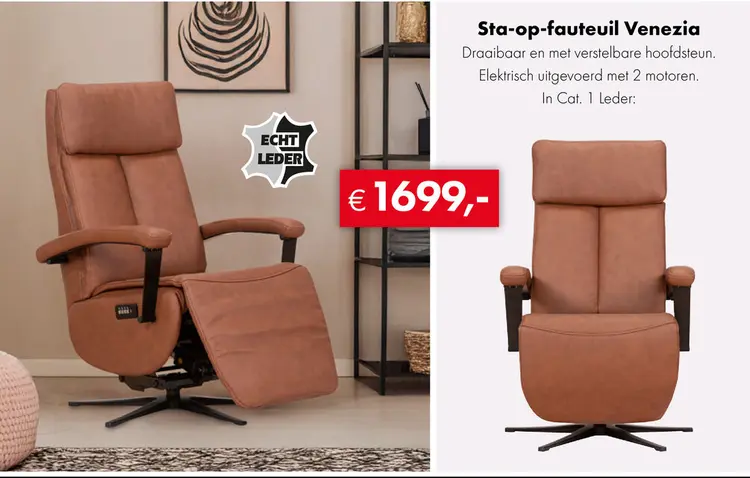 Promotie: Venezia relaxfauteuil sta-op