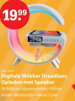 Aanbieding: Digitale Wekker Draadloos Opladen met Speaker