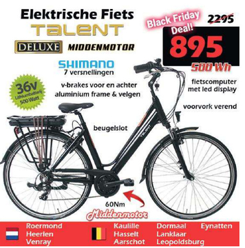 Aanbieding: Elektrische Fiets TALENT DELUXE MIDDENMOTOR