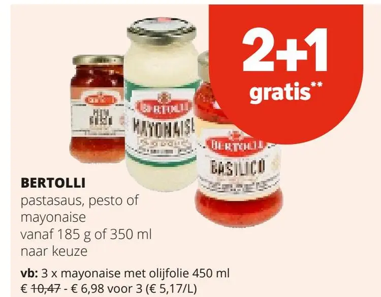 Aanbieding: pastasaus, pesto of mayonaise