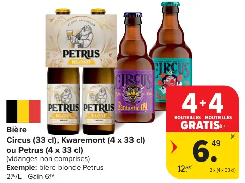 Offre: Bière Circus, Kwaremont ou Petrus