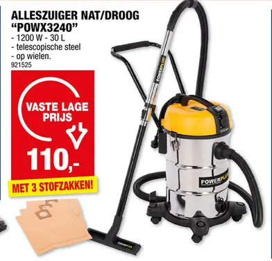 Promotie: Powerplus POWX3240 alleszuiger 1200W 30l