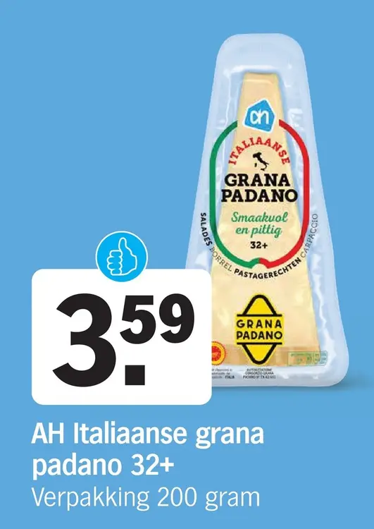 Aanbieding: Italiaanse grana padano 32+