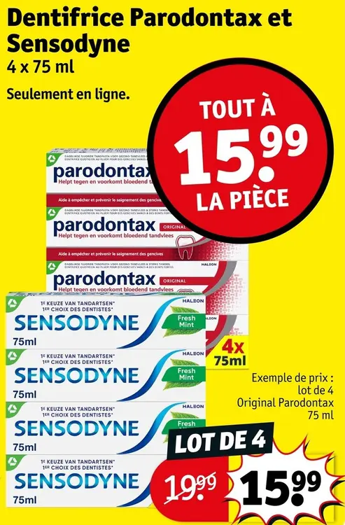 Offre: Dentifrice Parodontax et Sensodyne