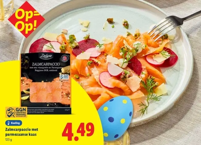 Aanbieding: Zalmcarpaccio met parmezaanse kaas