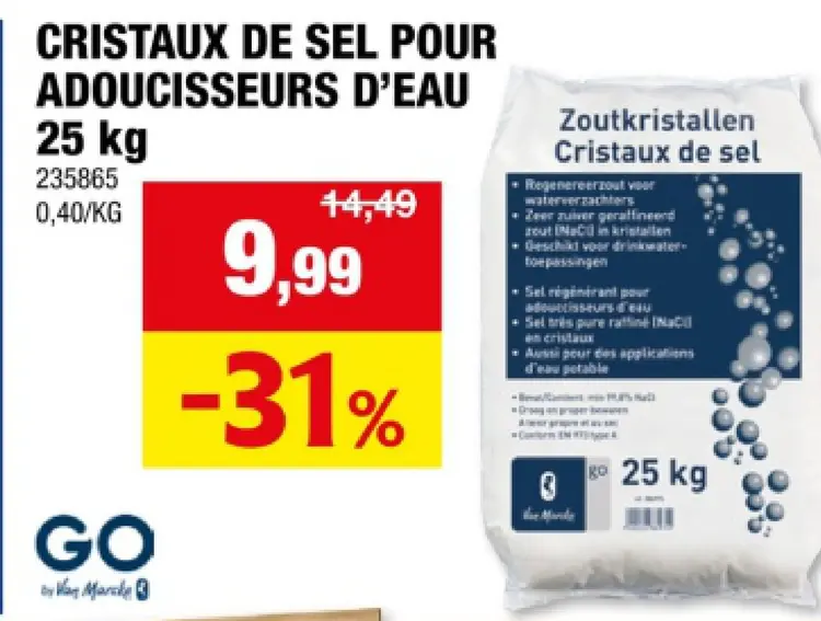Offre: Cristaux de sel pour adoucisseurs d'eau
