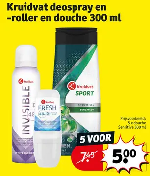 Aanbieding: Kruidvat deospray en -roller en douche