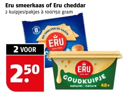 Aanbieding: Eru smeerkaas of Eru cheddar