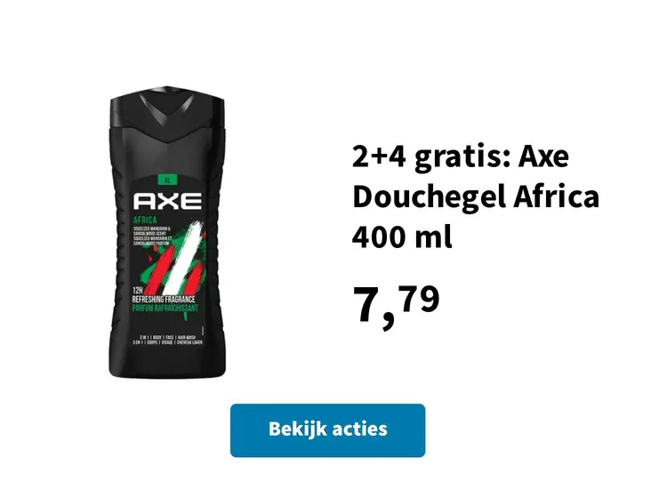 Promotie: 2+4 gratis: Axe Douchegel Africa 400 ml