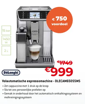 Aanbieding: Volautomatische espressomachine - DLECAM65055