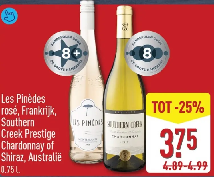 Aanbieding: Les Pinèdes rosé, Southern Creek Prestige Chardonnay of Shiraz, Australië