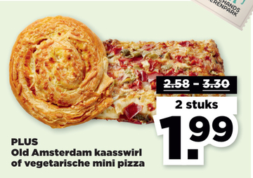 Aanbieding: Old Amsterdam kaasswirl of vegetarische mini pizza