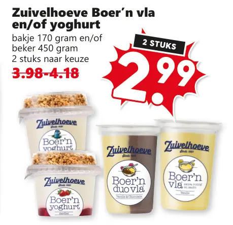 Aanbieding: Boer'n vla en/of yoghurt