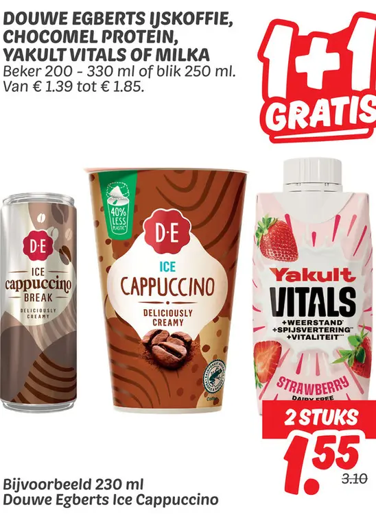 IJskoffie, Chocomel protein, Yakult vitals of Milka