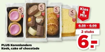 Aanbieding: PLUS Korenlanders Koek, cake of chocolade