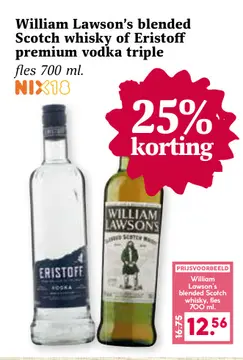 Aanbieding: William Lawson's blended Scotch whisky of Eristoff premium vodka triple