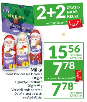 Promotie: Pralines melk crème of Figuurtje Kerstman