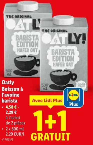 Offre: Boisson à l'avoine barista