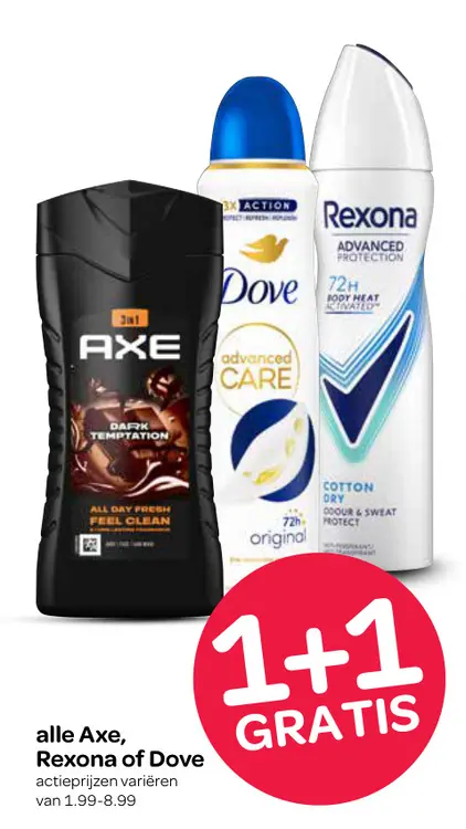 Aanbieding: alle Axe, Rexona of Dove