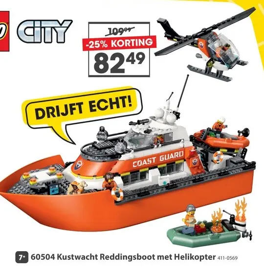 Aanbieding: LEGO City Exploration 60504 Kustwacht  Reddingsboot Met Helikopter