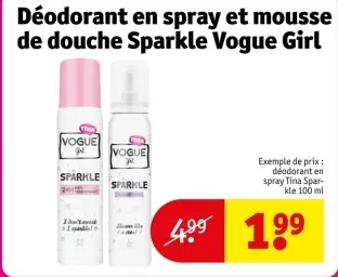 Offre: Déodorant en spray et mousse de douche Sparkle Vogue girl
