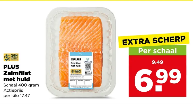 Aanbieding: PLUS Zalmfilet met huid