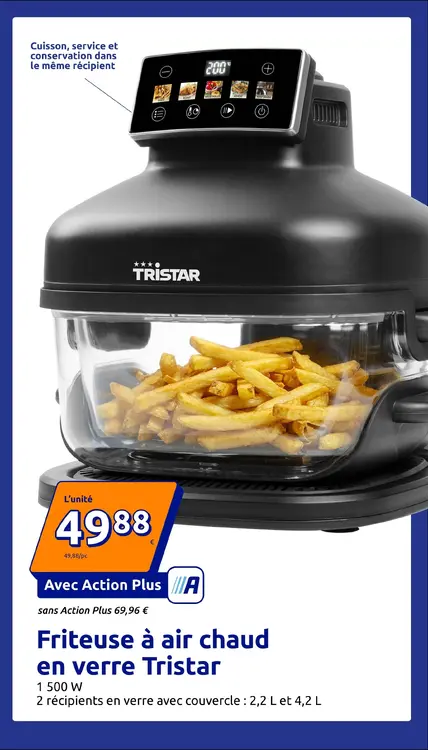 Offre: Friteuse à air chaud en verre Tristar