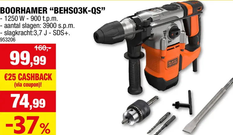 Aanbieding: Black+Decker BEHS03K-QS boorhamer 1250W