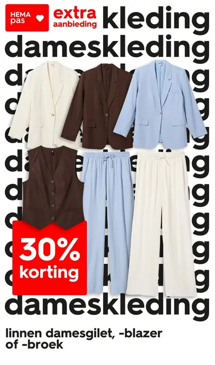 Aanbieding: Linnen damesgilet, -blazer of -broek